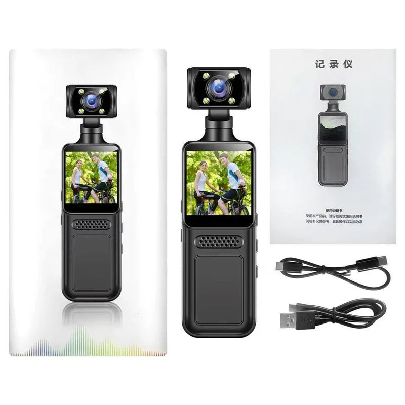 4K Pocket Camera Recorder – Portable Video Camera with 180° Rotation & Night Vision
