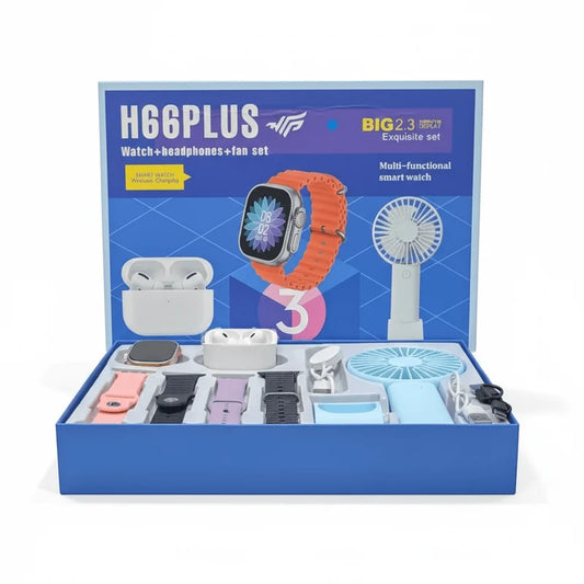 3-in-1 Smart Watch Set – Smartwatch, Wireless Earbuds & Mini Fan Combo Gift Set