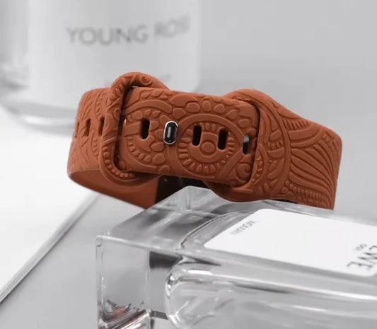Designer Engraved Silicone Watch Strap – Compatible with Apple Watch 38/40/41mm