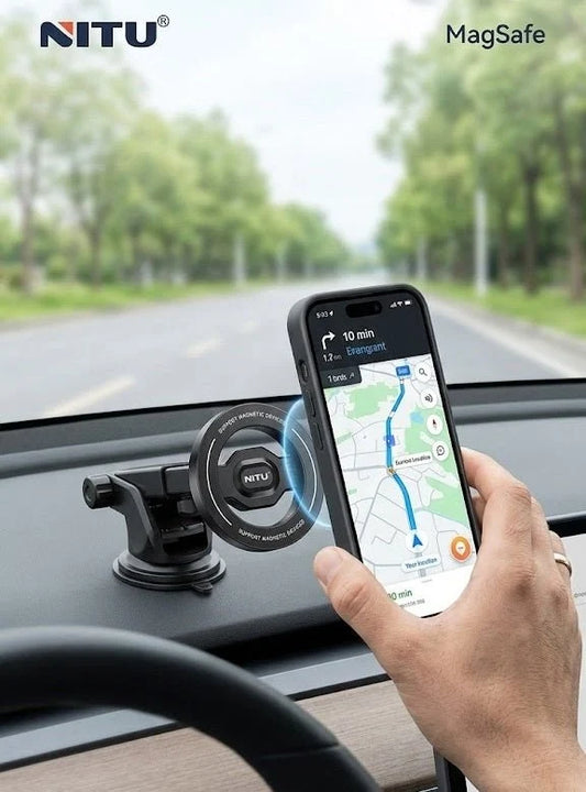 NITU MagSafe Magnetic Phone Stand – 360° Rotating Car & Desk Holder