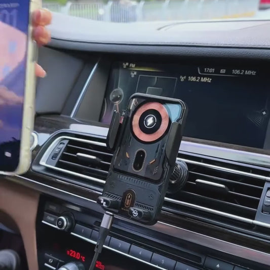 HOCO Wireless Charging Car Holder – 15W Fast Charge Auto-Clamping Phone Mount