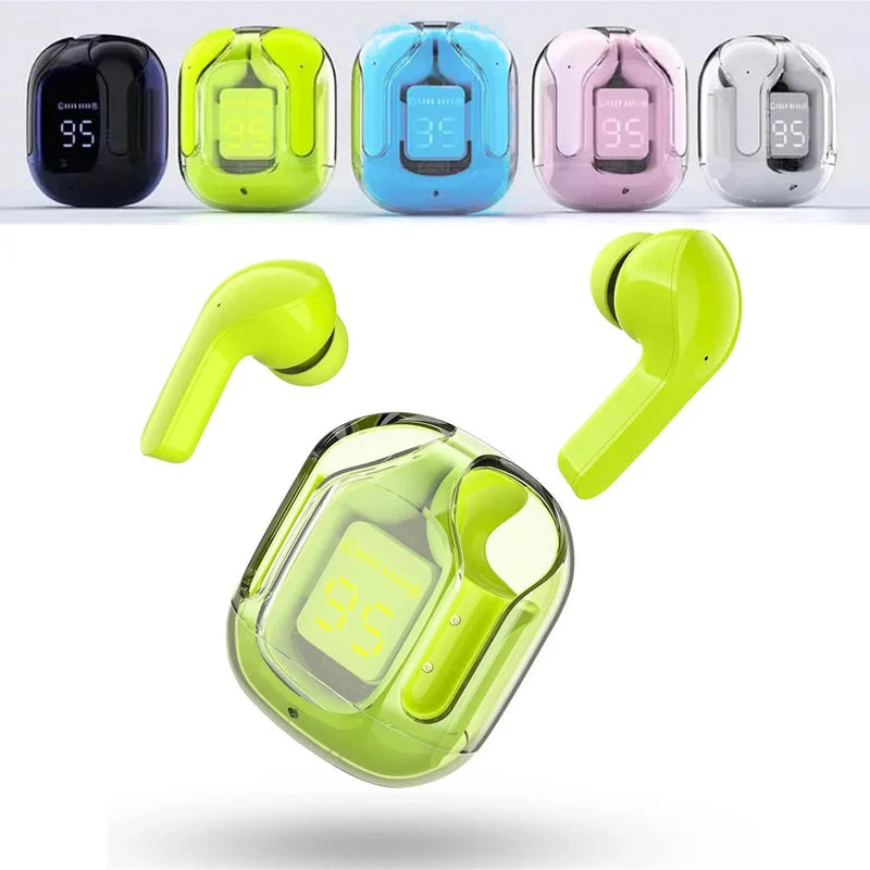 AceFastT6 Crystal Wireless Earbuds – Bluetooth 5.3 with LED Display & Fast Charging